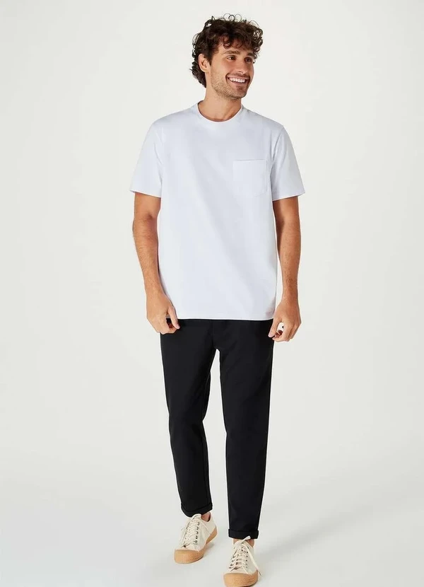 Hering - Camiseta Basica Masculina Super Cotton com Bolso Branco 4