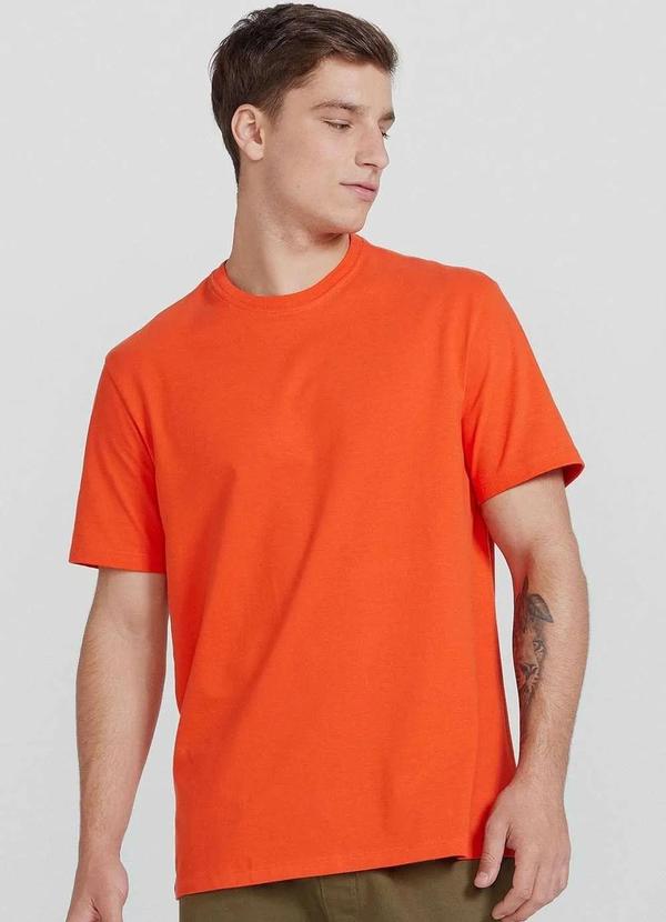 Hering - Camiseta Basica Masculina Super Cotton Laranja