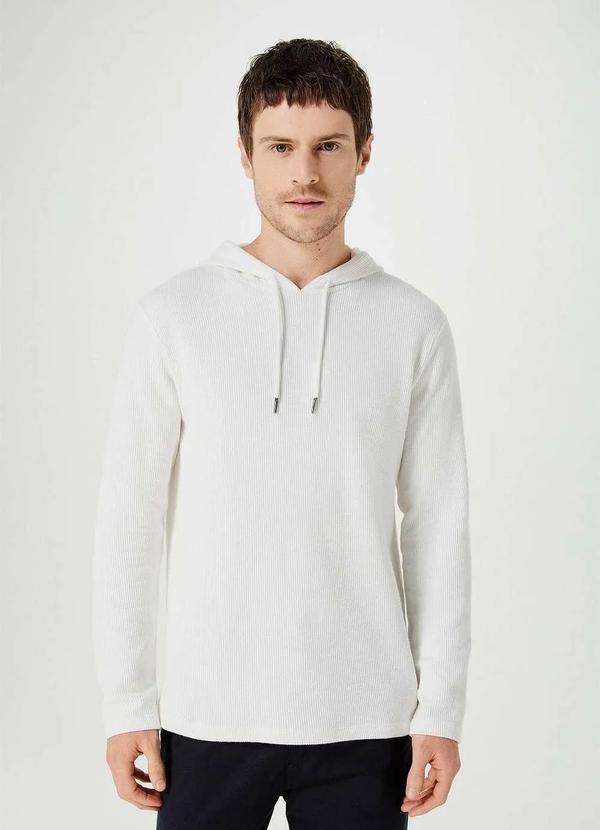Hering - Camiseta Masculina Manga Longa com Capuz Branco