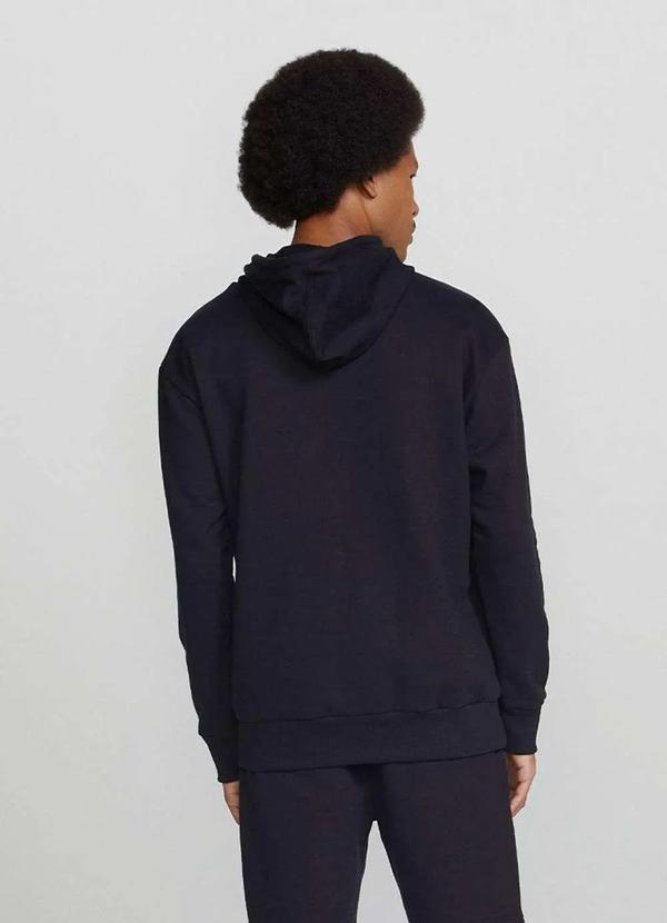 Hering - Blusao Basico Masculino de Moletom Peluciado com Capuz Preto 2