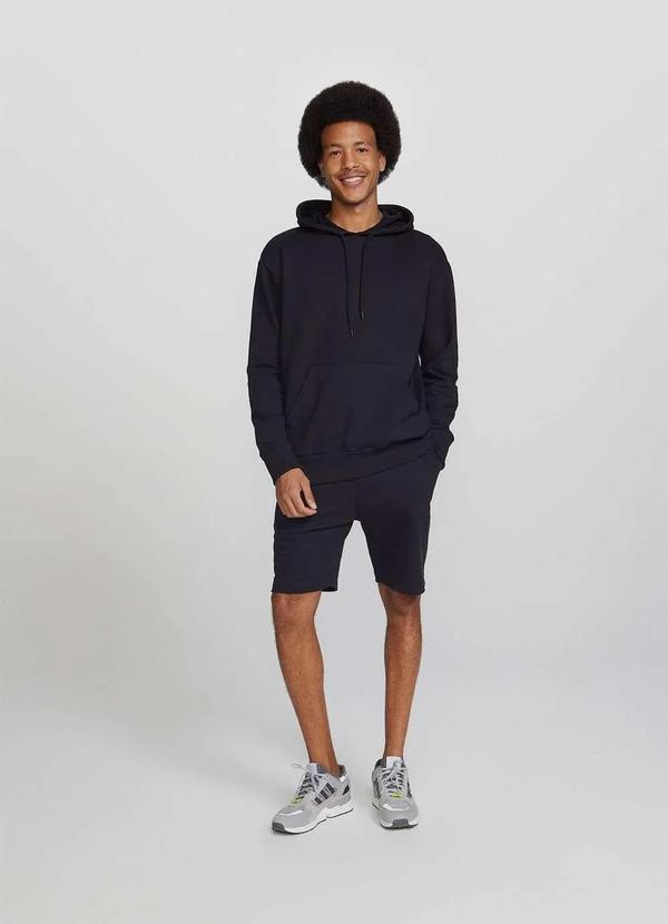 Hering - Blusao Basico Masculino de Moletom Peluciado com Capuz Preto 3