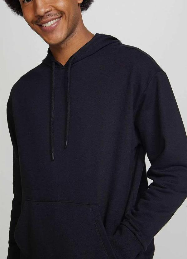 Hering - Blusao Basico Masculino de Moletom Peluciado com Capuz Preto 4