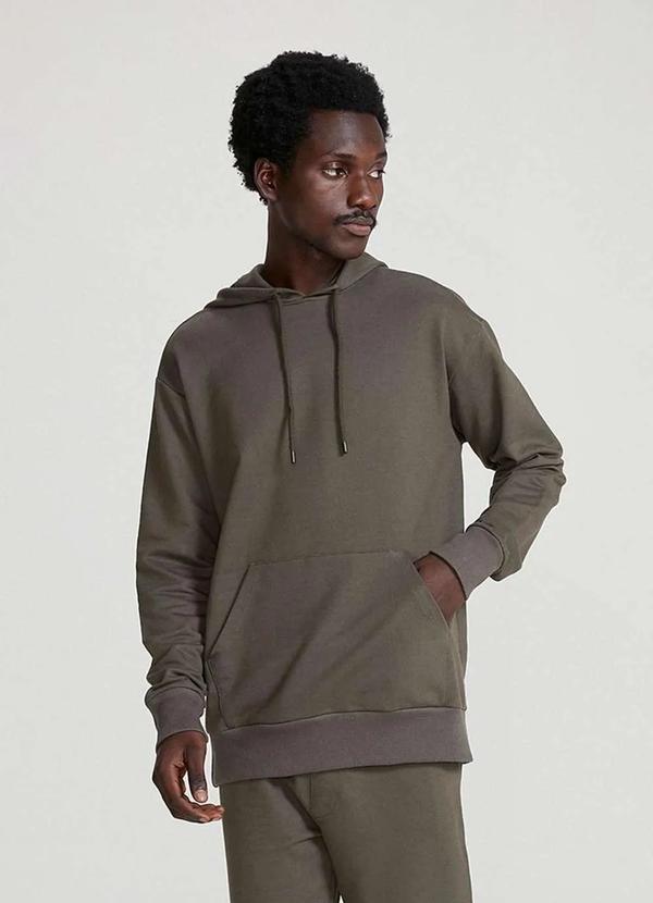 Hering - Blusao Basico Masculino de Moletom Peluciado com Capuz Verde