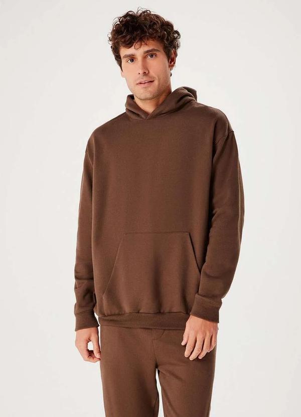 Hering - Blusao Basico Masculino em Moletom Relaxed Marrom