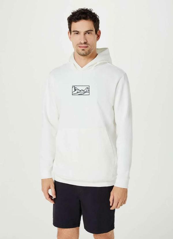 Hering - Blusao em Moletom Masculino com Bordado Branco