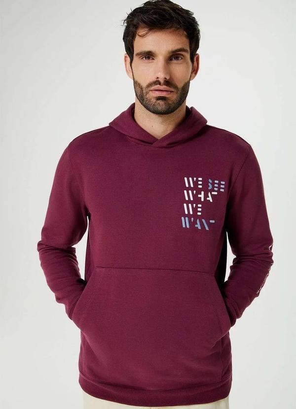 Hering - Blusao em Moletom Masculino com Bordado Vermelho