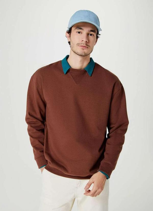Hering - Blusao em Moletom Masculino Comfort Marrom