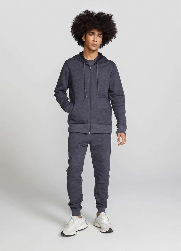 Hering - Jaqueta Basica Masculina de Moletom Peluciado com Capuz Cinza 3