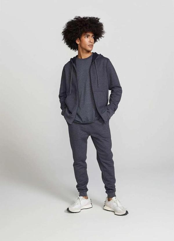 Hering - Jaqueta Basica Masculina de Moletom Peluciado com Capuz Cinza 6