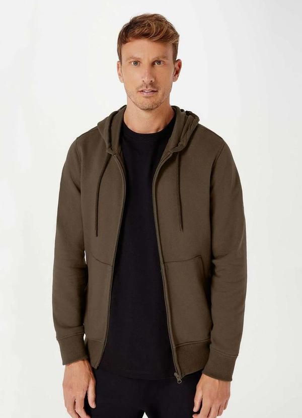 Hering Jaqueta Basica Masculina de Moletom Peluciado com Capuz Verde