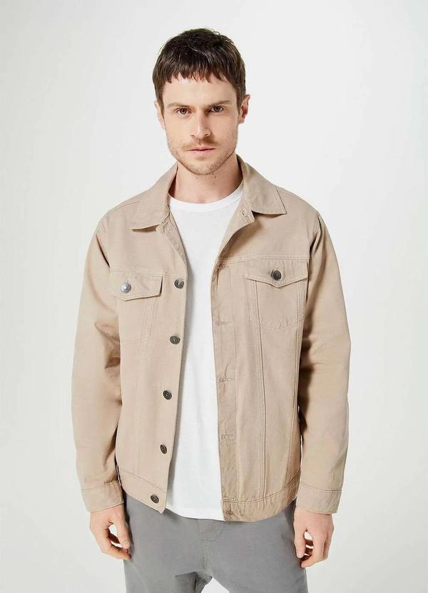Hering - Jaqueta em Sarja Masculina Trucker Marrom