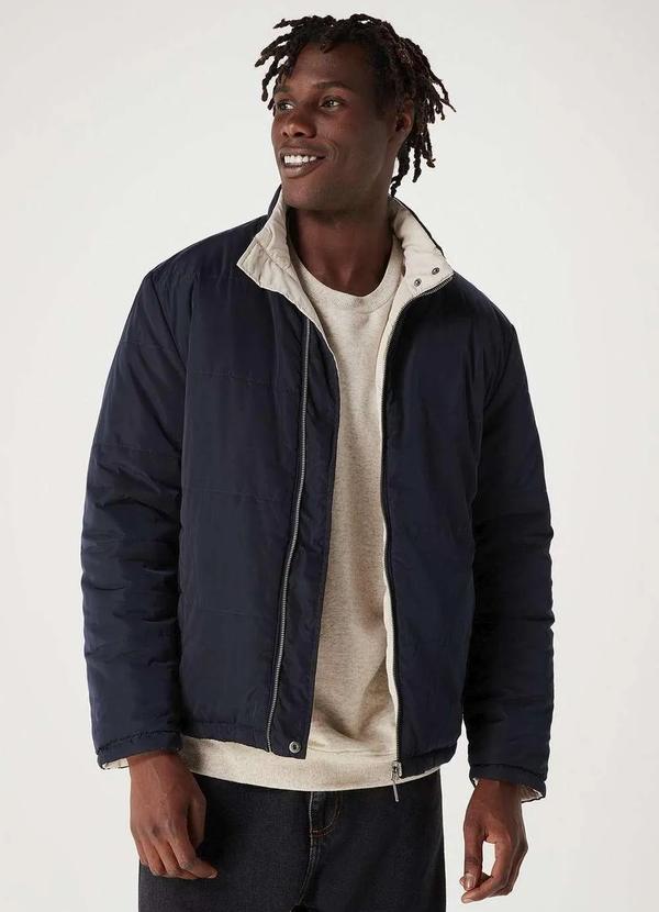 Hering - Jaqueta Masculina Comfort Puffer Dupla Face Azul