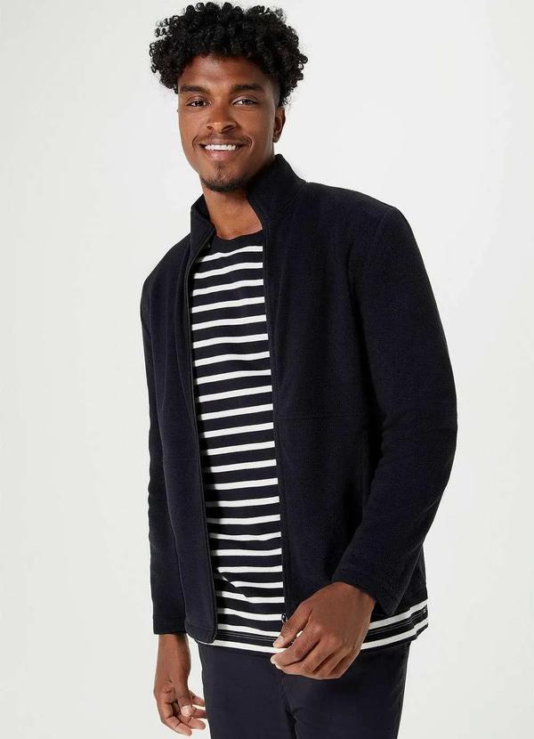 Hering - Jaqueta Masculina em Fleece Preto