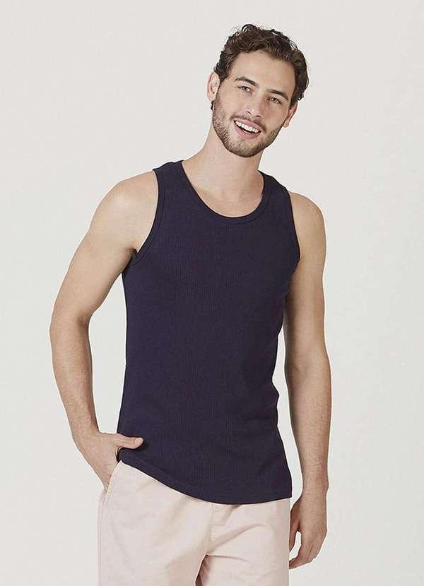 Hering - Regata Basica Masculina Slim em Ribana Azul