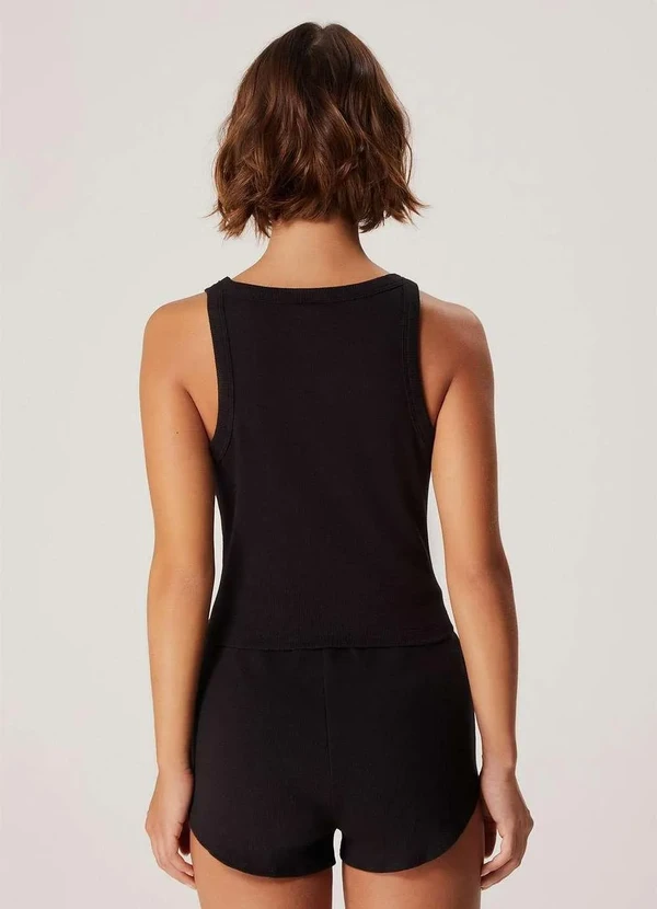 Hering - Pijama Feminino Curto Basico em Ribana Preto 4