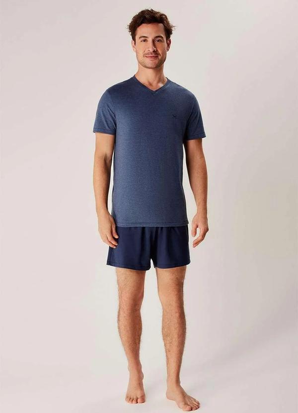 Hering - Pijama Masculino Curto em Malha Azul