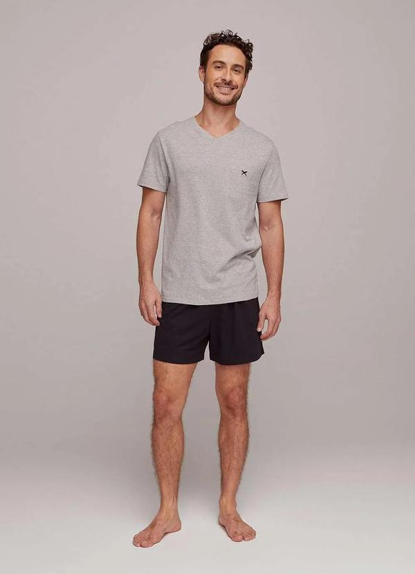 Hering - Pijama Masculino Curto em Malha Cinza