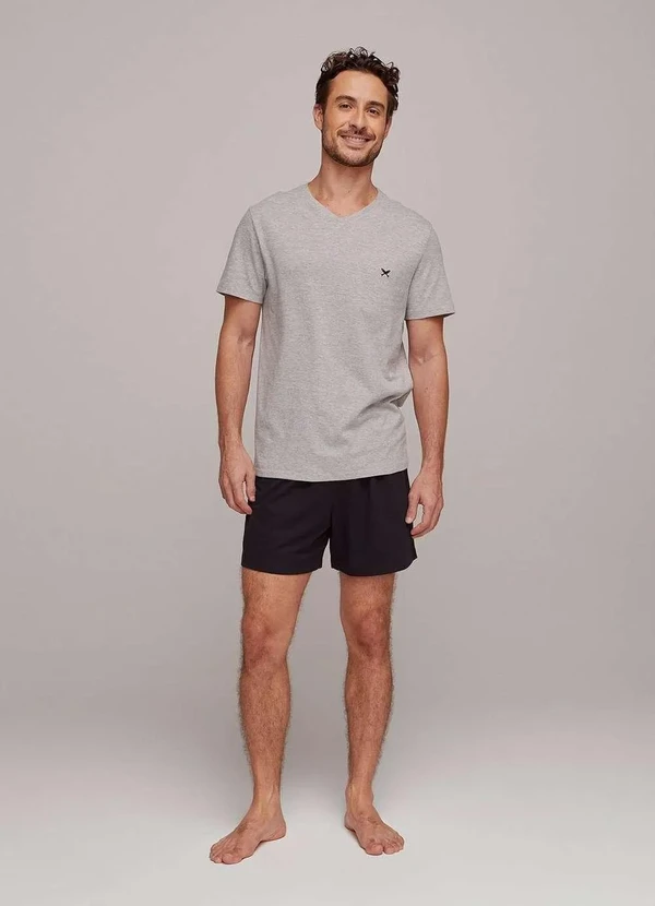 Hering - Pijama Masculino Curto em Malha Cinza