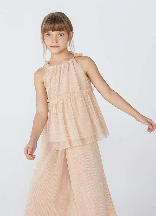 Hering - Blusa Bata Infantil Menina com Tule Bege