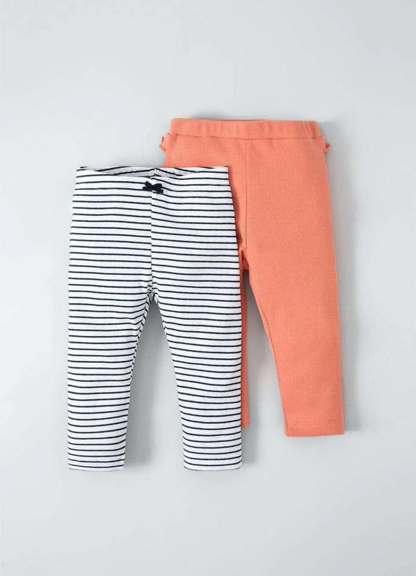 Hering - Kit com 2 Legging Bebe Menina em Ribana Laranja