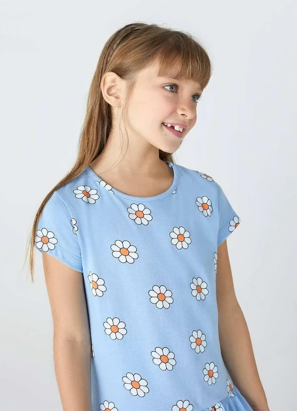 Hering Kids - Vestido Infantil Curto Estampado Tam 1 a 16 Azul 2