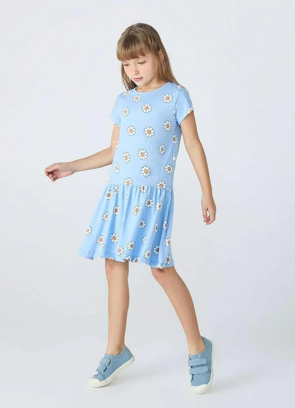 Hering Kids - Vestido Infantil Curto Estampado Tam 1 a 16 Azul 3