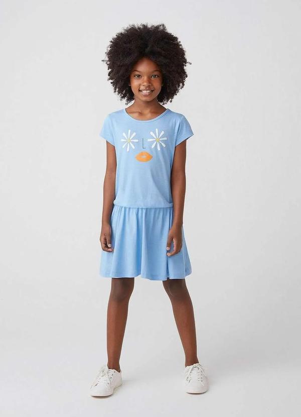 Hering Kids - Vestido Infantil Curto Estampado Tam 1 a 16 Azul