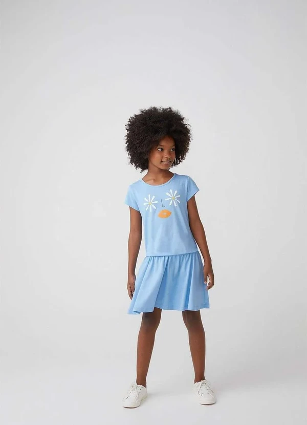 Hering Kids - Vestido Infantil Curto Estampado Tam 1 a 16 Azul 3