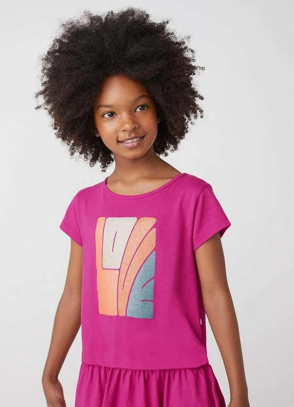 Hering Kids - Vestido Infantil Curto Estampado Tam 1 a 16 Rosa 2