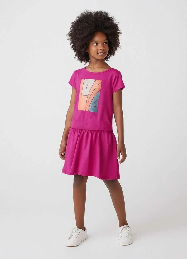 Hering Kids - Vestido Infantil Curto Estampado Tam 1 a 16 Rosa 3