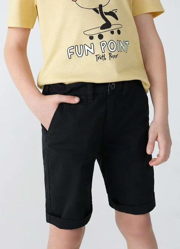 Hering Kids - Bermuda Basica Infantil Menino em Sarja Tam 1 a 16 Preto 3