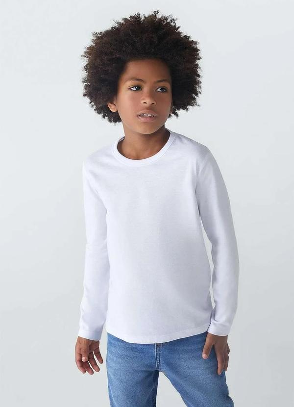 Hering - Camiseta Infantil Manga Longa Tam 1 a 16 Branco