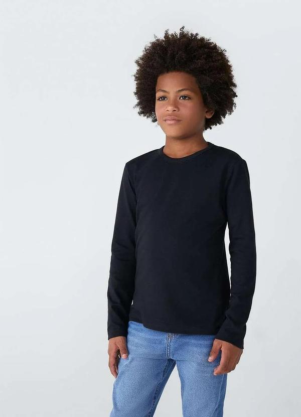 Hering - Camiseta Infantil Manga Longa Tam 1 a 16 Preto
