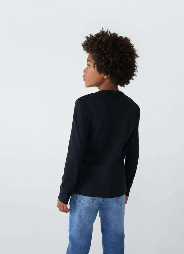 Hering - Camiseta  Infantil  Manga Longa Tam 1 a 16 Preto 2