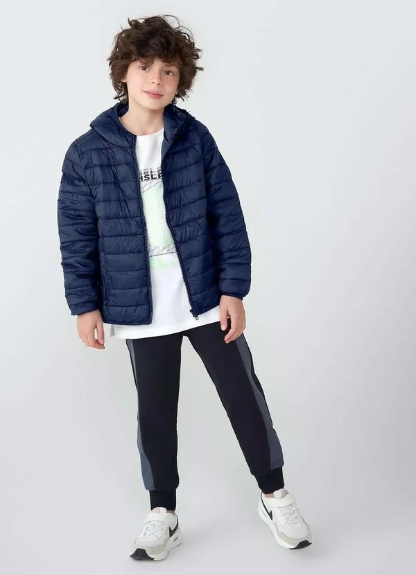 Hering Jaqueta Puffer Infantil Unissex com Capuz Tam a 16 Azul