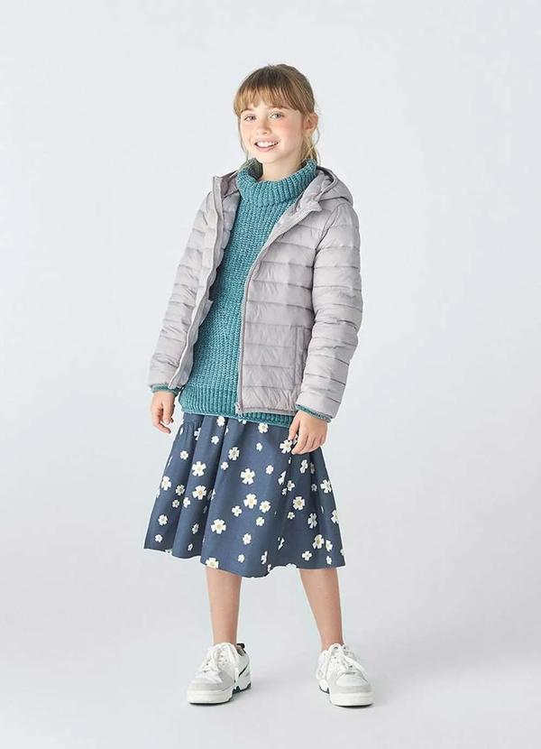 Hering - Jaqueta Puffer Infantil Unissex com Capuz Tam 1 a 16 Cinza