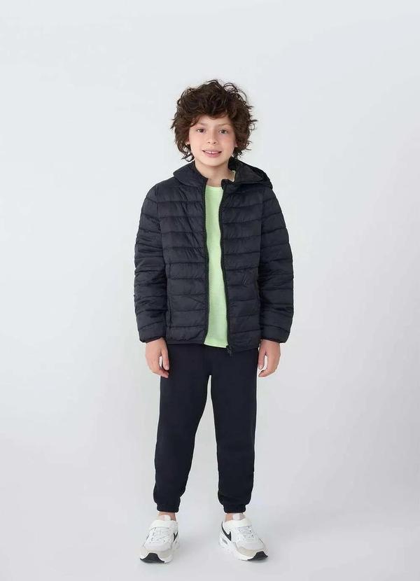 Hering - Jaqueta Puffer Infantil Unissex com Capuz Tam 1 a 16 Preto 3
