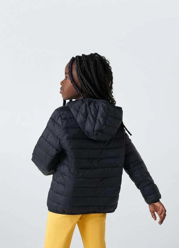 Hering - Jaqueta Puffer Infantil Unissex com Capuz Tam 1 a 16 Preto 6
