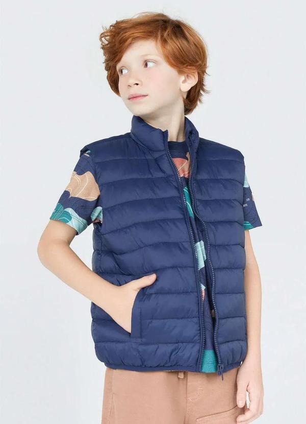 Hering - Colete Puffer Infantil Unissex com Bolsos Tam 1 a 16 Azul