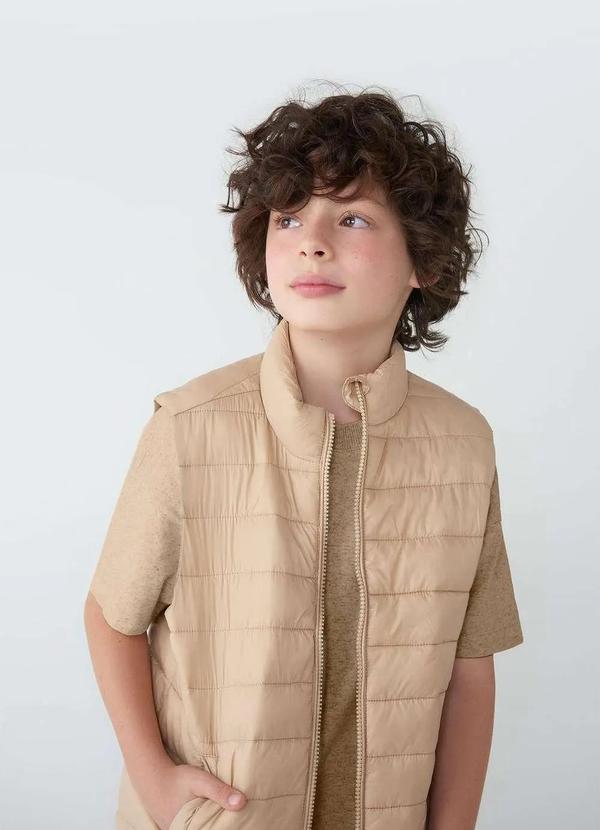 Hering - Colete Puffer Infantil Unissex com Bolsos Tam 1 a 16 Marrom