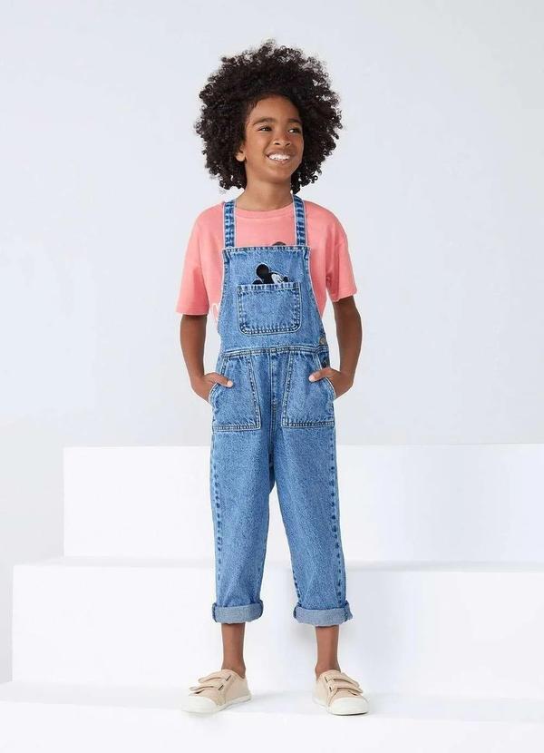 Hering - Macacao Jeans Infantil Menino Mickey Azul
