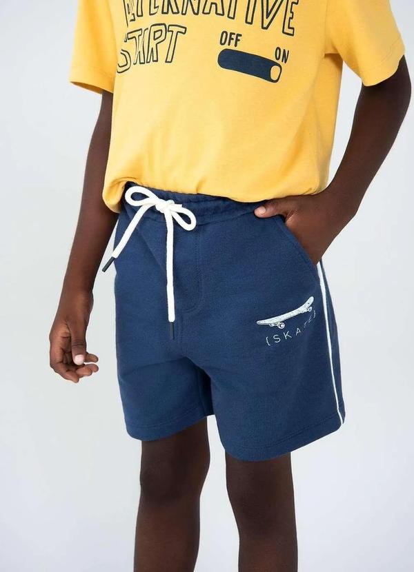 Hering Kids - Shorts Infantil Menino com Estampa em Moletom Tam 1 a 16 Azul