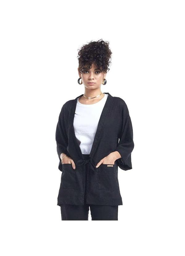 Brohood Kimono Amplo em Linho Brohood Feminino Preto Preto