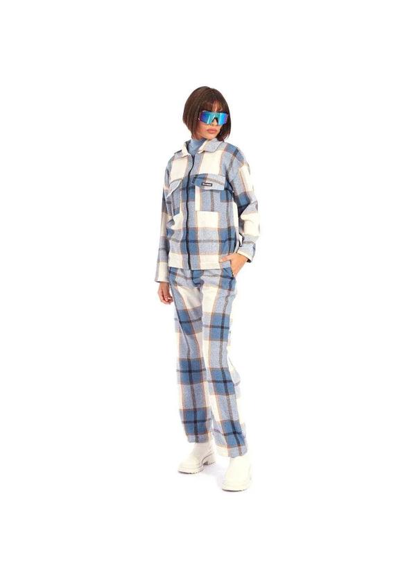 Brohood - Conjunto Alfaiataria Feminino Calca e Jaqueta Xadrez Azul Azul
