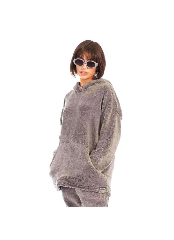 Brohood - Conjunto Teddy Feminino Blusao e Calca Sherpa Grafite Cinza 3