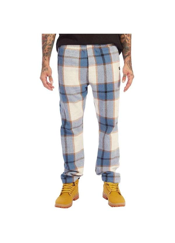 Brohood - Calca Reta Alfaiataria Brohood Masculina Xadrez Azul Azul
