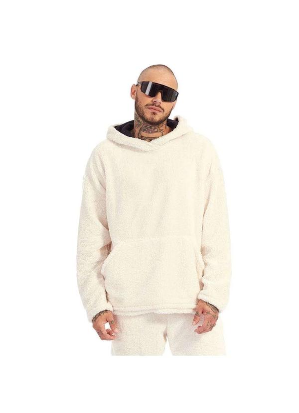 Brohood - Blusao Teddy Canguru Brohood Masculino Sherpa Branco Branco