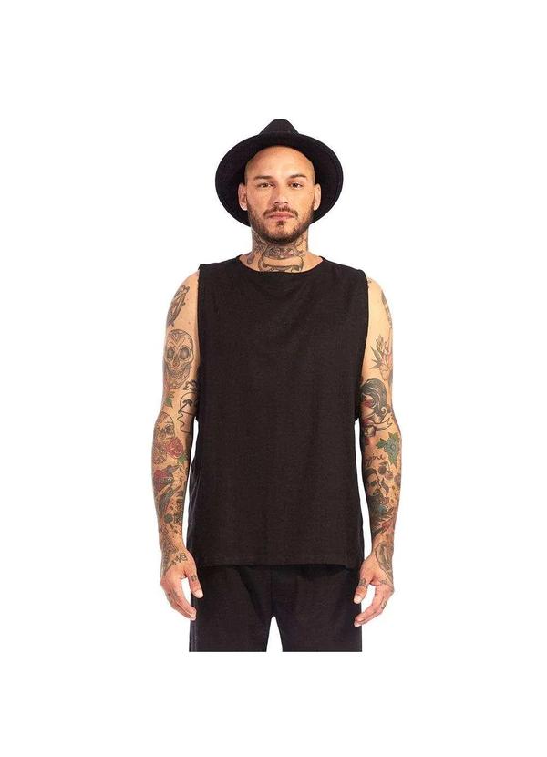 Brohood - Regata Oversized em Linho Brohood Masculina Preto Preto