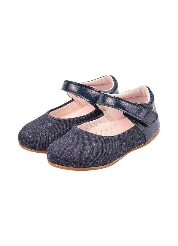 Dliká - Sapatilha Infantil Feminina Princesa Baby Azul Marinho com Brilho Azul