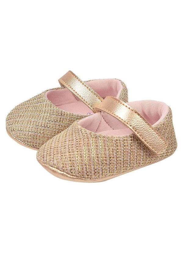 Dliká - Sapatinho de Bebe Menina Basica Dourada Dourado